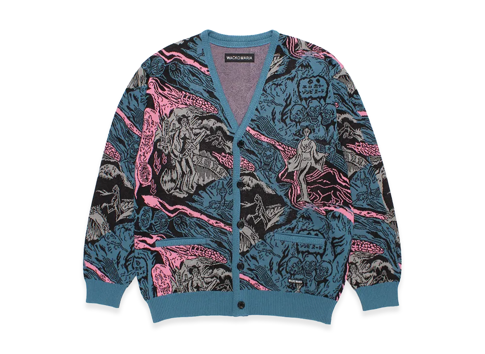 WACKO MARIA Jacquard Knit Cardigan "Blue"