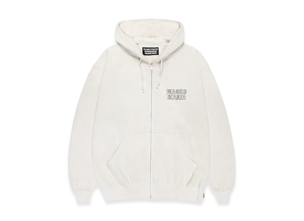 WACKO MARIA Washed Heavy Weight Zip Hooded Sweat Shirt "Ivory"