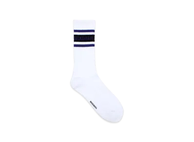 WACKO MARIA Logo Jacquard Socks "White/Navy"
