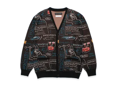 WACKO MARIA x Jean Michel Basquiat Jacquard Knit Cardigan "Black"