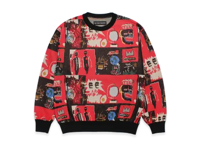 WACKO MARIA x Jean Michel Basquiat Jacquard Knit Sweater "Red"