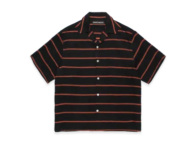 WACKO MARIA Striped Open Collar Shirt "Black"