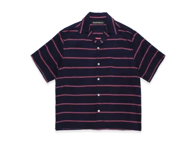 WACKO MARIA Striped Open Collar Shirt "Navy"