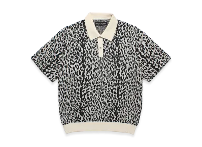WACKO MARIA Leopard Jacquard Knit Polo Shirt "White"