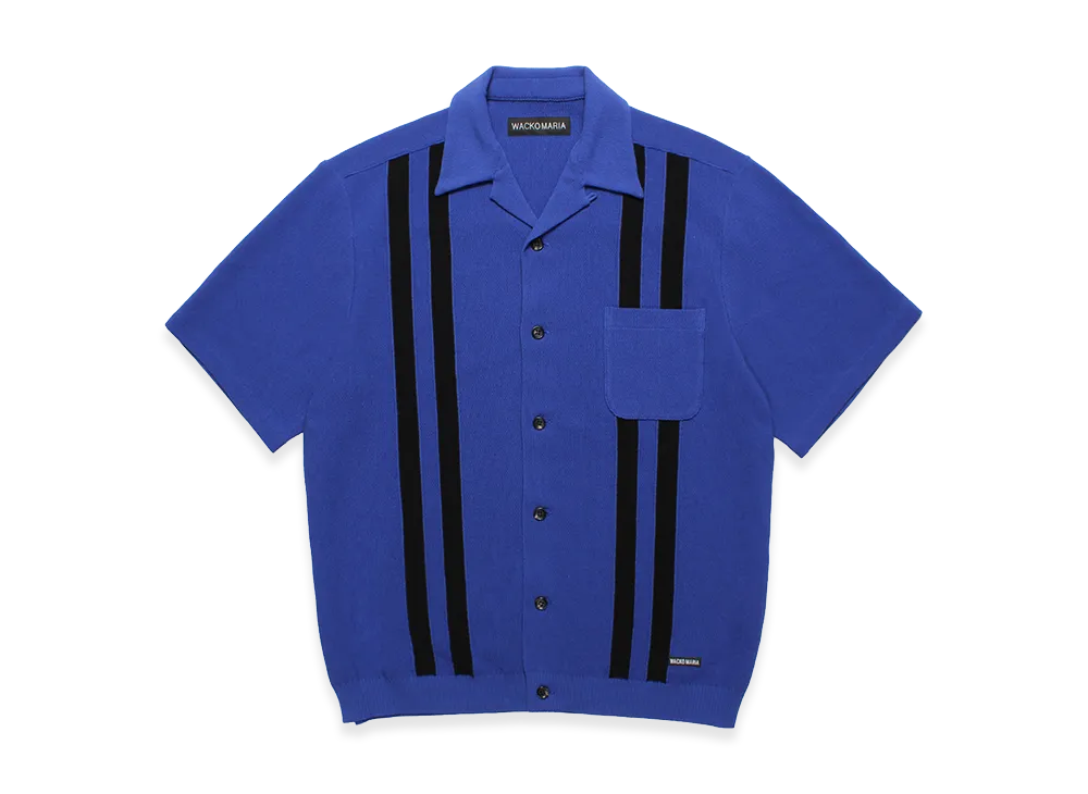 WACKO MARIA Knit Open Collar Shirt "Blue"