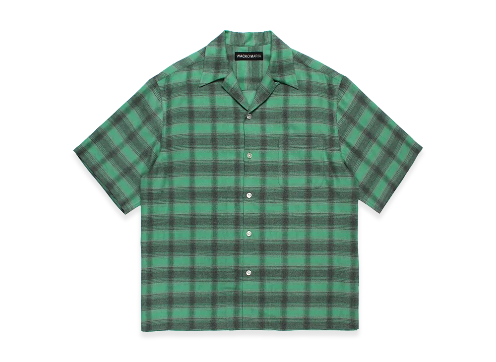 WACKO MARIA Ombre Check Open Collar Shirt "Green"