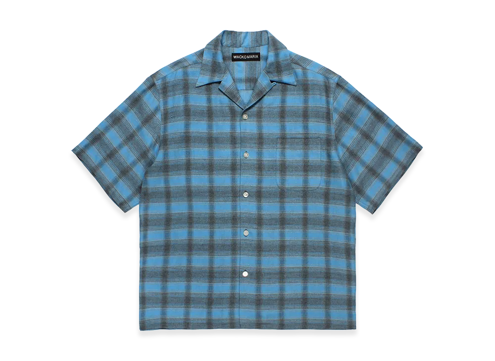 WACKO MARIA Ombre Check Open Collar Shirt "Blue"