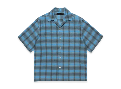 WACKO MARIA Ombre Check Open Collar Shirt "Blue"
