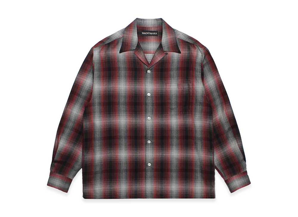 WACKO MARIA Ombre Check Open Collar Shirt "Red"