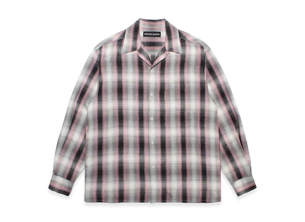 WACKO MARIA Ombre Check Open Collar Shirt "Pink"
