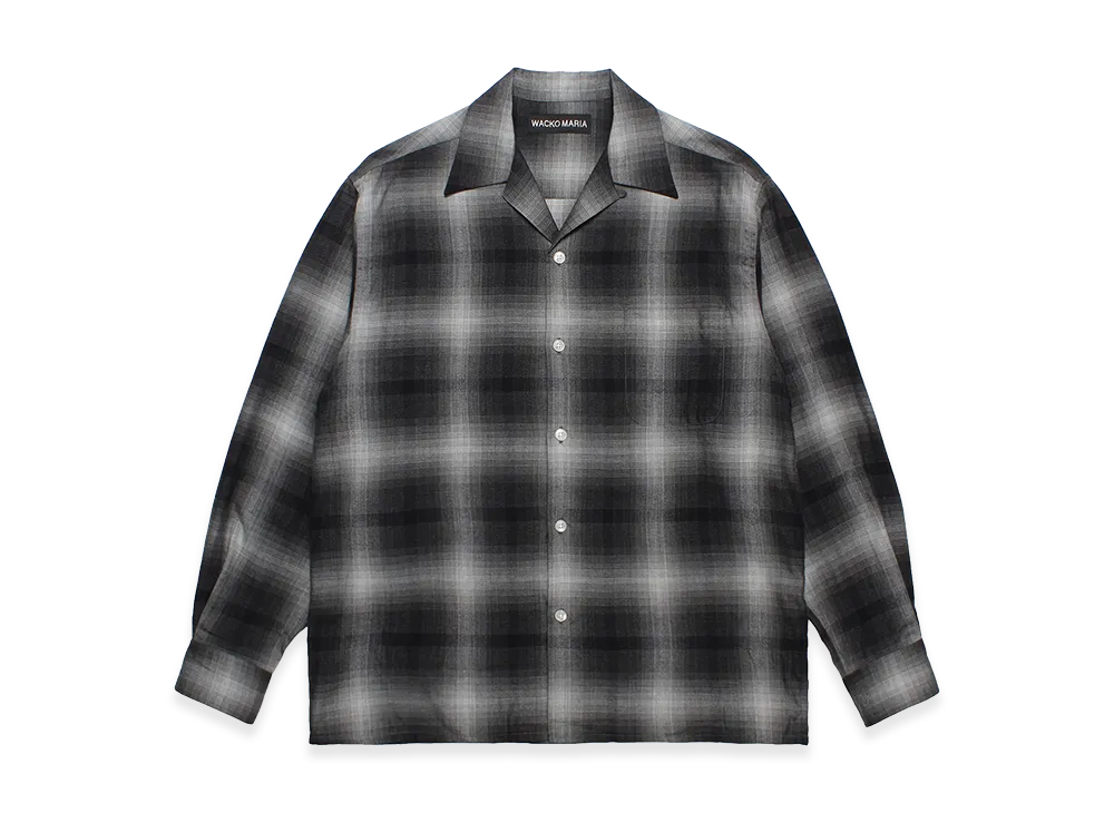 WACKO MARIA Ombre Check Open Collar Shirt "Gray"