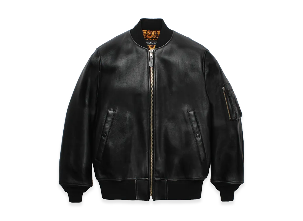 WACKO MARIA Leather MA-1 Flight Jacket "Black"