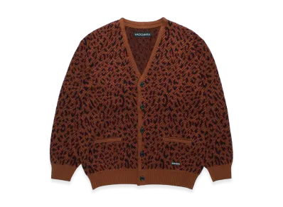 WACKO MARIA Leopard Jacquard Knit Cardigan "Brown"