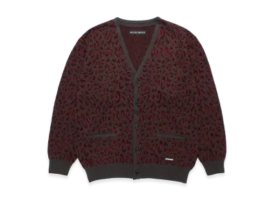 WACKO MARIA Leopard Jacquard Knit Cardigan "Charcoal"