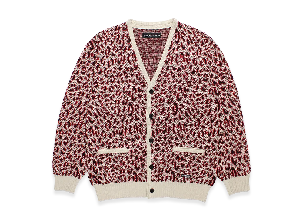 WACKO MARIA Leopard Jacquard Knit Cardigan "White"