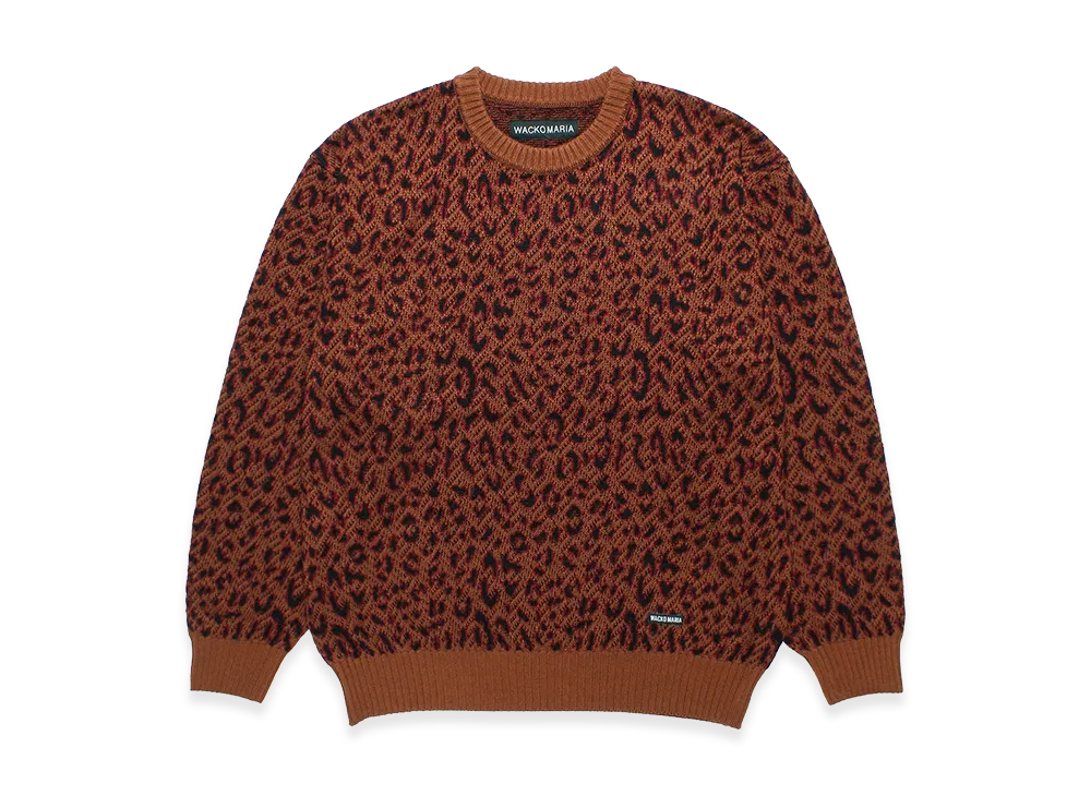 WACKO MARIA Leopard Jacquard Knit Sweater "Brown"
