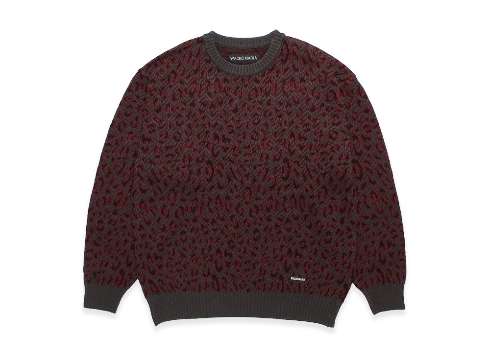 WACKO MARIA Leopard Jacquard Knit Sweater "Charcoal"