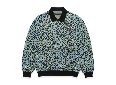 WACKO MARIA Leopard Jacquard Polo Shirt "Blue"