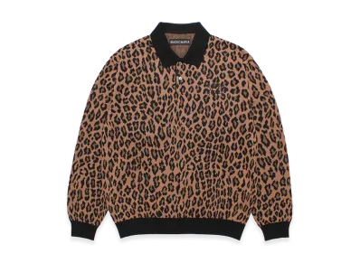 WACKO MARIA Leopard Jacquard Polo Shirt "Beige"