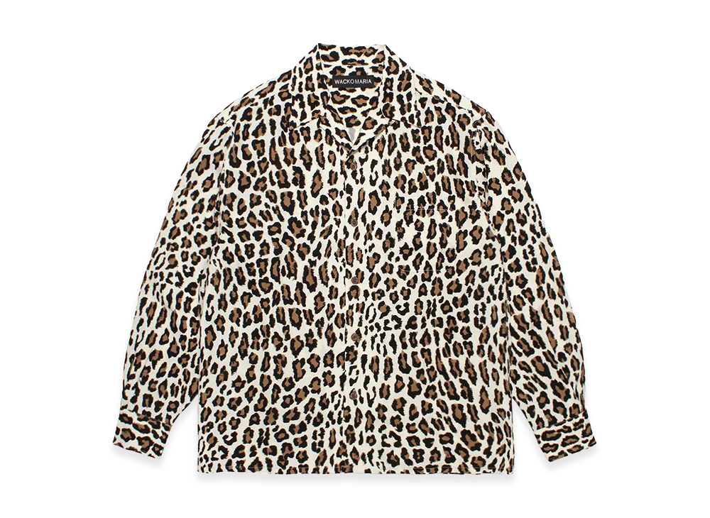 WACKO MARIA Leopard Open Collar Shirt "Ivory"