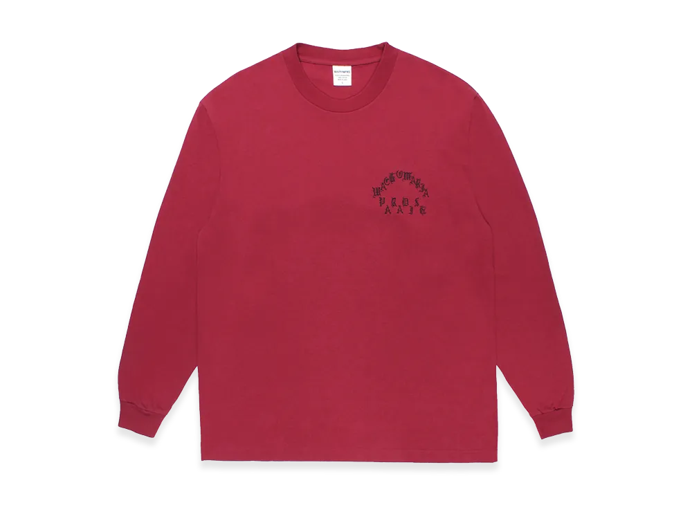 WACKO MARIA Washed Heavy Weight Long Sleeve T-Shirt "Burgundy"