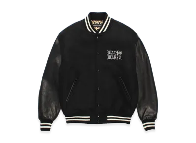 WACKO MARIA Leather Varsity Jacket "Black/Black"