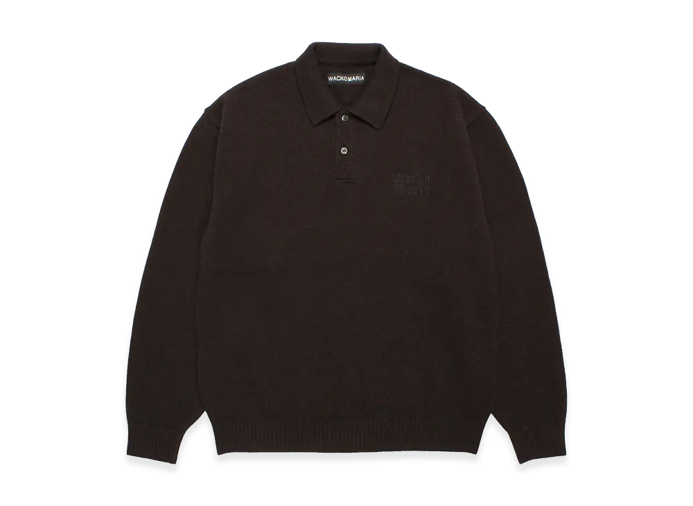 WACKO MARIA Wool Knit Polo Shirt "Brown"