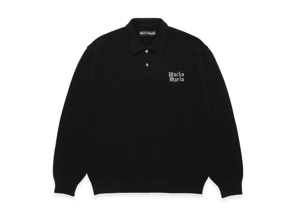 WACKO MARIA Wool Knit Polo Shirt "Black"