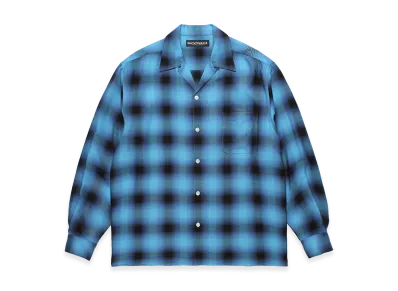 WACKO MARIA Ombre Check Open Collar Shirt "Blue"