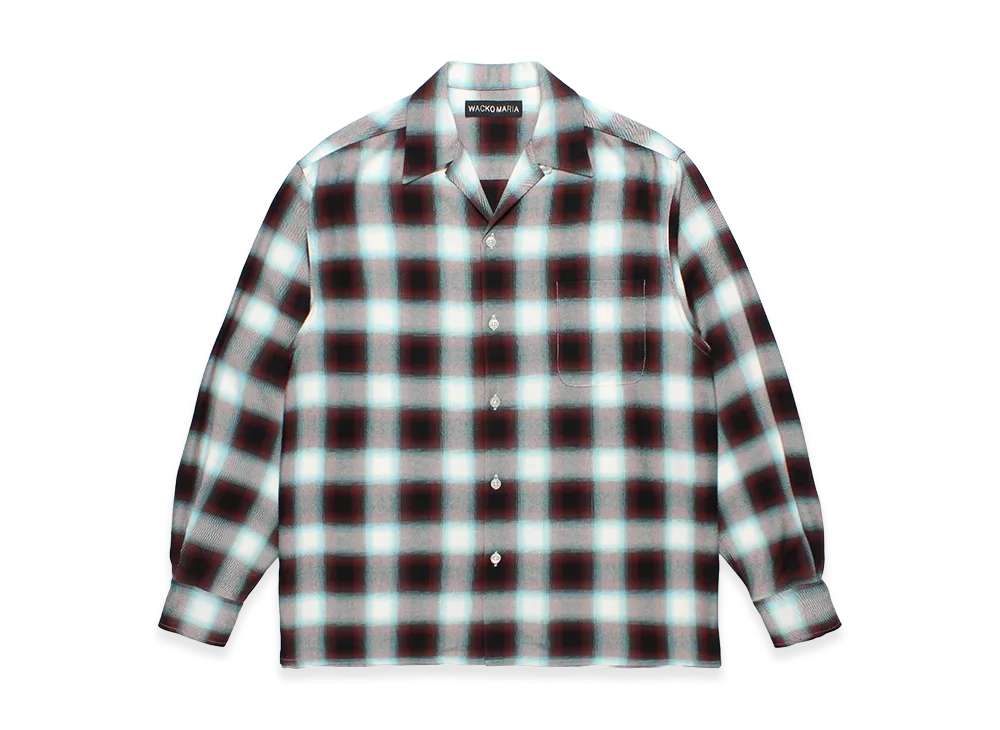 WACKO MARIA Ombre Check Open Collar Shirt "Mint"