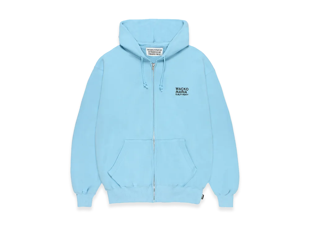 WACKO MARIA Middle Weight Zip Up Hooded Sweat Shirt "Light Blue"