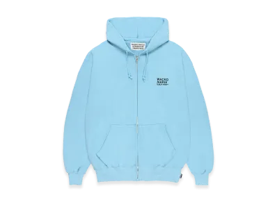 WACKO MARIA Middle Weight Zip Up Hooded Sweat Shirt "Light Blue"