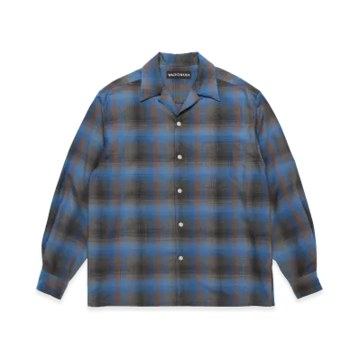 WACKO MARIA Ombre Check Open Collar Shirt "Blue"