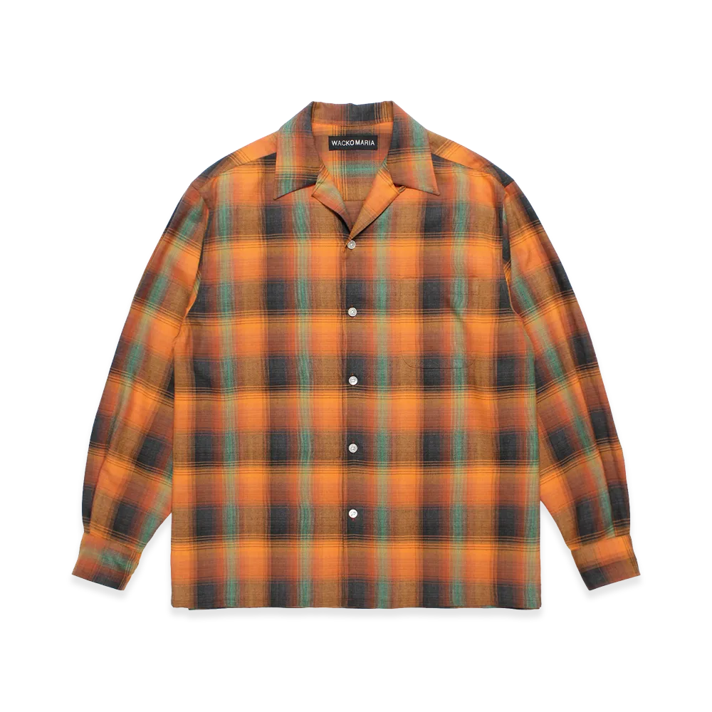 WACKO MARIA Ombre Check Open Collar Shirt "Orange"