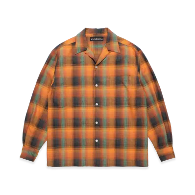 WACKO MARIA Ombre Check Open Collar Shirt "Orange"