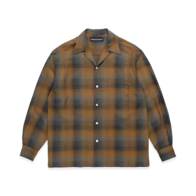 WACKO MARIA Ombre Check Open Collar Shirt "Brown"