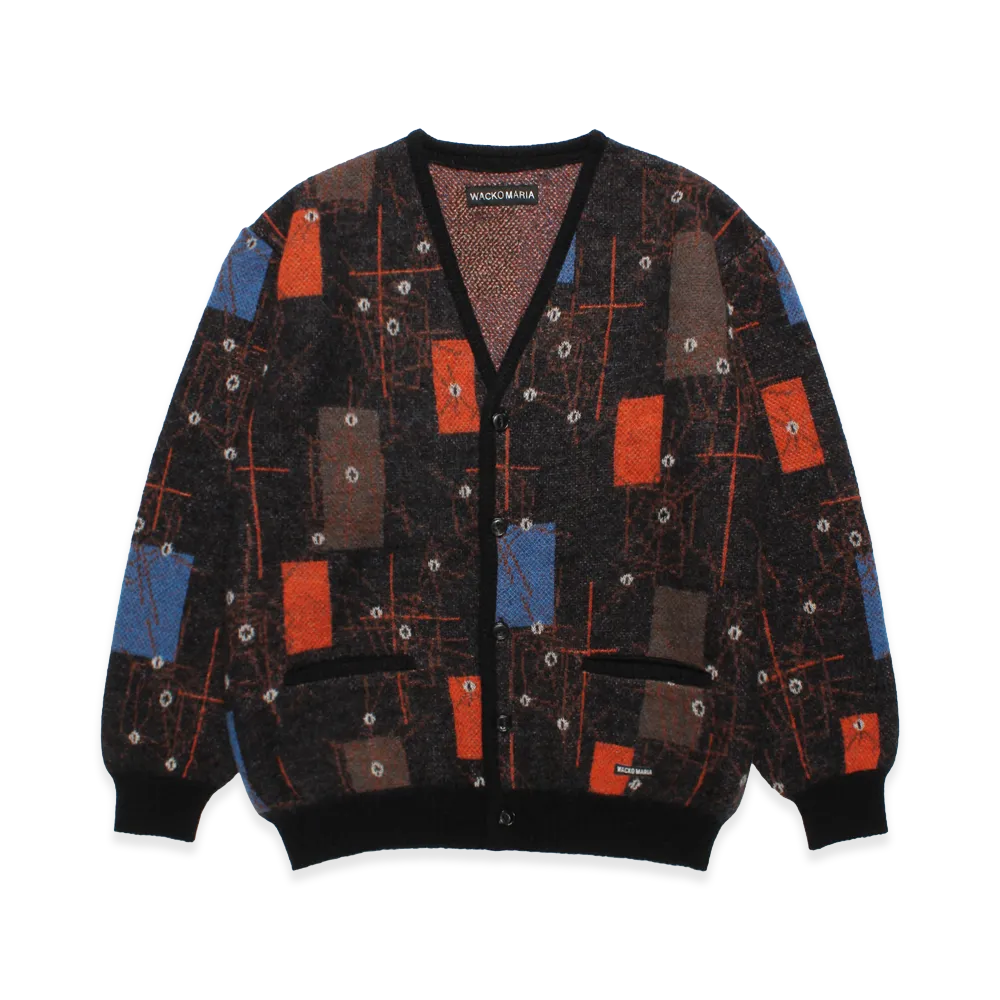 WACKO MARIA Jacquard Mohair Knit Cardigan "Black/Blue"