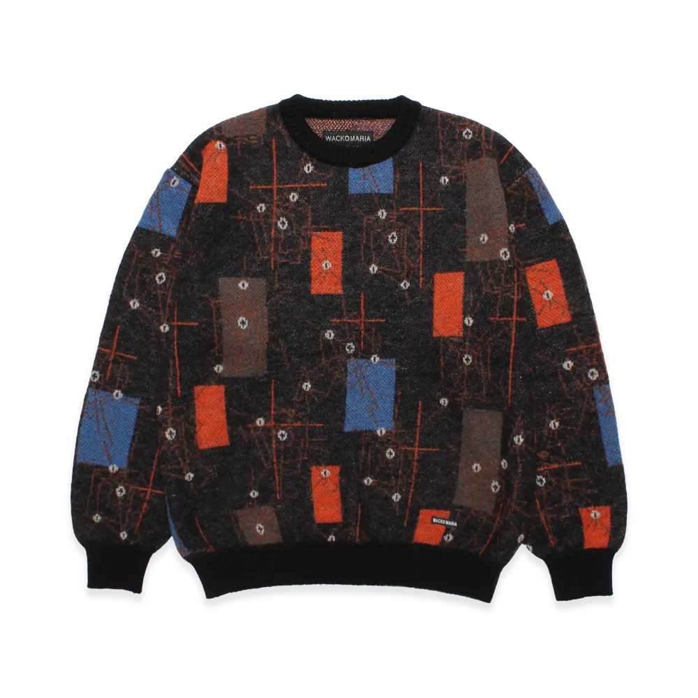 WACKO MARIA Jacquard Mohair Knit Sweater "Black/Blue"