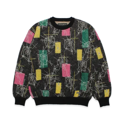 WACKO MARIA Jacquard Mohair Knit Sweater "Black/Pink"