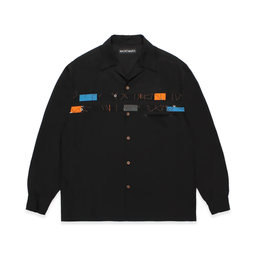 WACKO MARIA Switching 50'S Open Collar Shirt "Black/Orange"