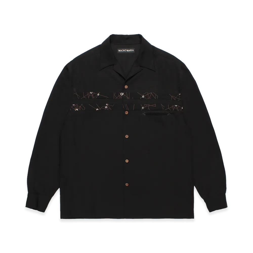 WACKO MARIA Switching 50'S Open Collar Shirt "Black/Brown"