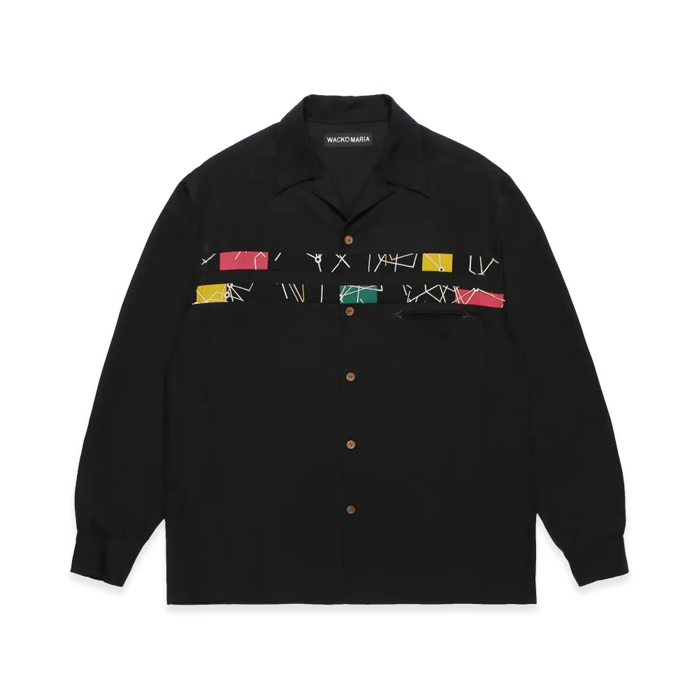 WACKO MARIA Switching 50'S Open Collar Shirt "Black/Multi"