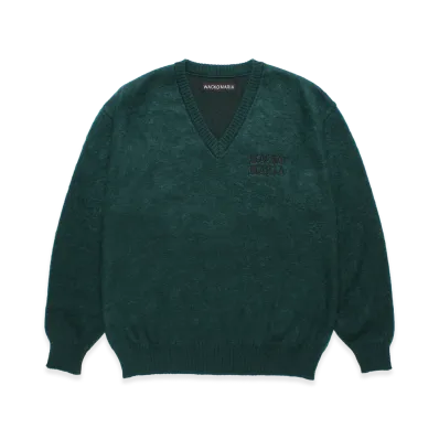 WACKO MARIA Mohair Knit V Neck Sweater "Green"