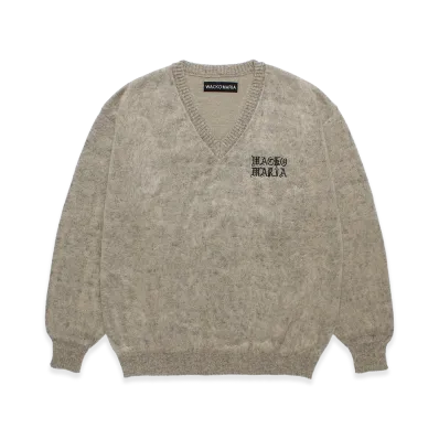 WACKO MARIA Mohair Knit V Neck Sweater "Ivory"