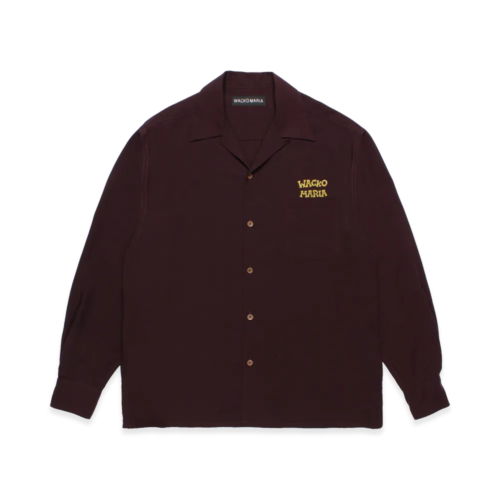 WACKO MARIA x Tim Lehi 50's Open Collar Shirt "Burgundy"