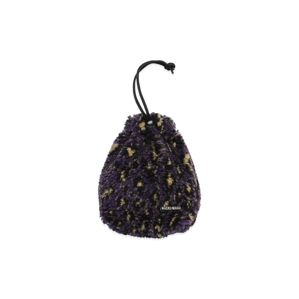 WACKO MARIA Leopard Boa Fleece Drawstring Pouch "Purple"