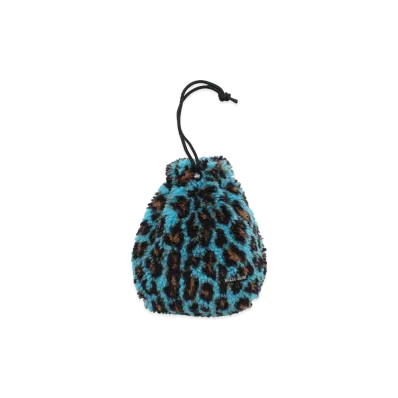 WACKO MARIA Leopard Boa Fleece Drawstring Pouch "Blue"