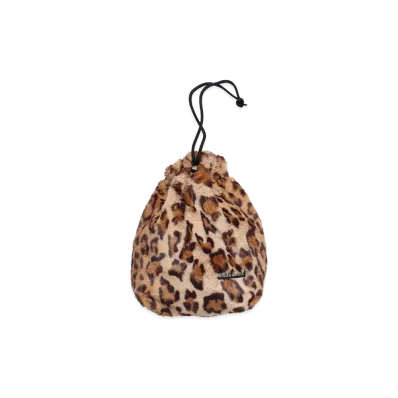 WACKO MARIA Leopard Faux Fur Drawstring Pouch "Beige"