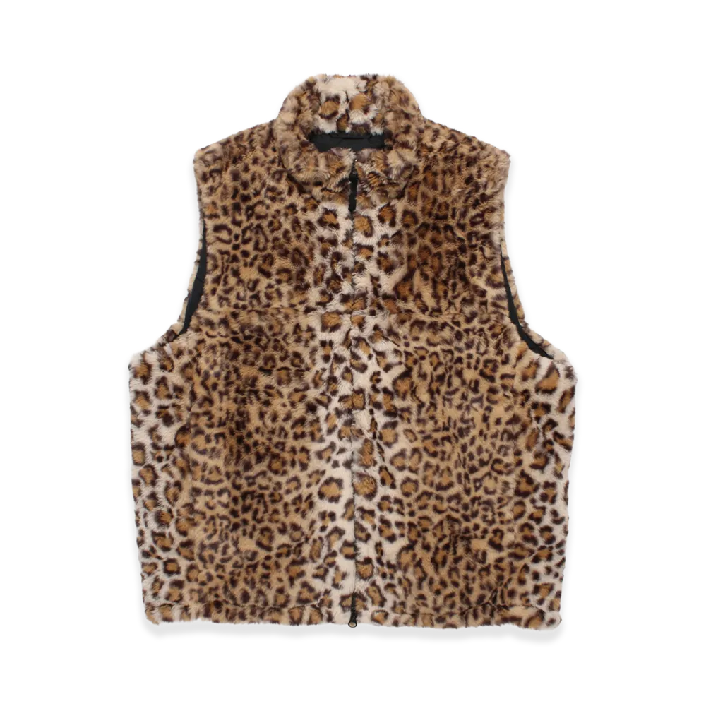 WACKO MARIA x WILD THINGS Leopard Faux Fur Happy Vest "Beige"