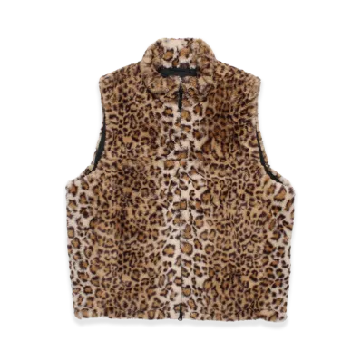 WACKO MARIA x WILD THINGS Leopard Faux Fur Happy Vest "Beige"